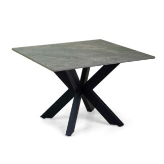 Tavolino metallo top pietra sinterizzata grigio cm65x65h45