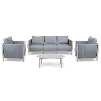 Salotto alluminio Colton bianco c/ cuscini grigio