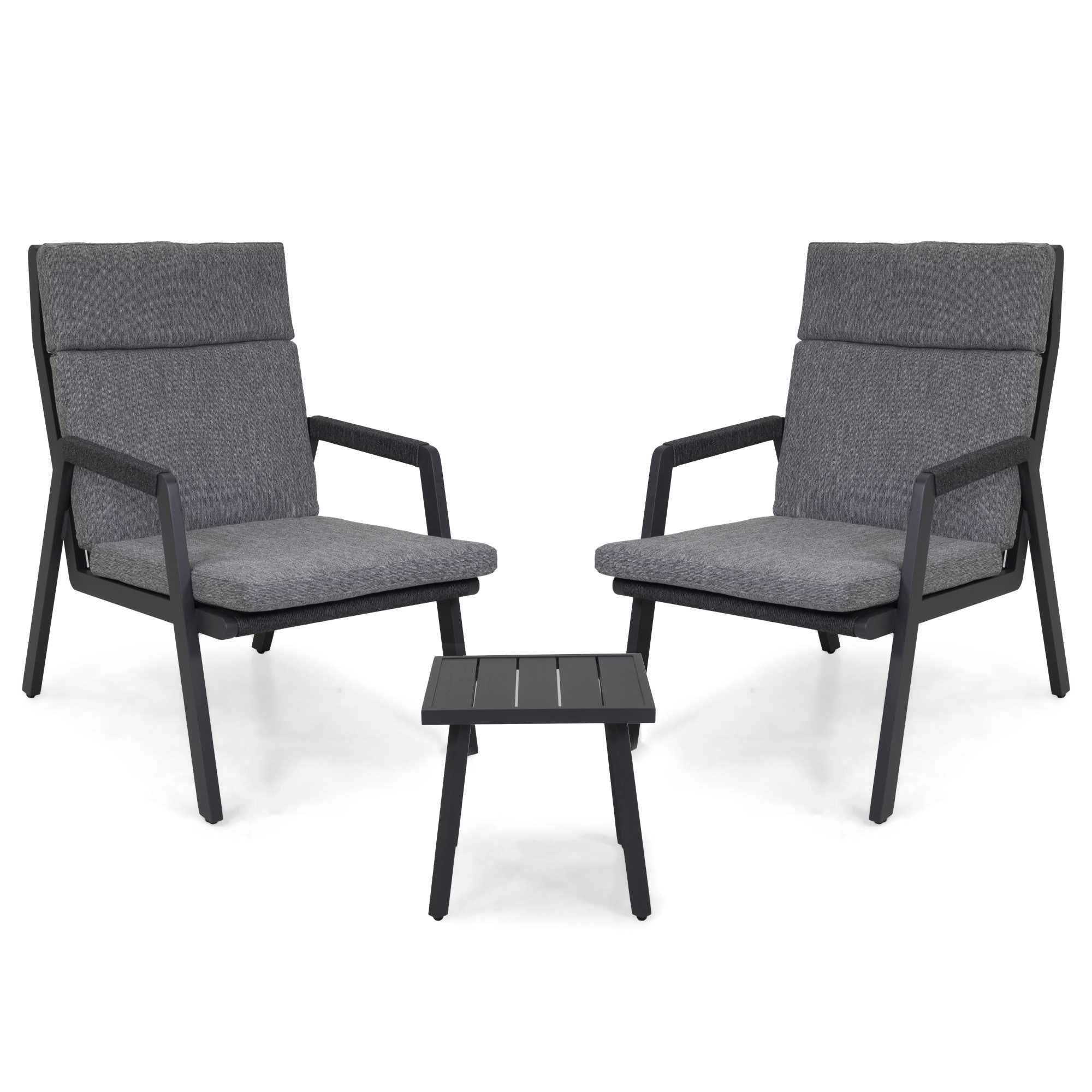 Salotto alluminio Benicia antracite 3 pezzi