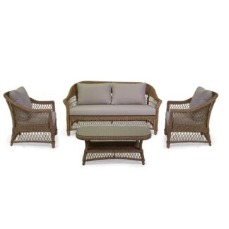 Salotto alluminio polyrattan Murrieta 2posti  naturale