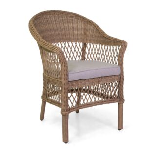 Poltrona alluminio polyrattan Murrieta naturale c/cuscino cm62x66h88