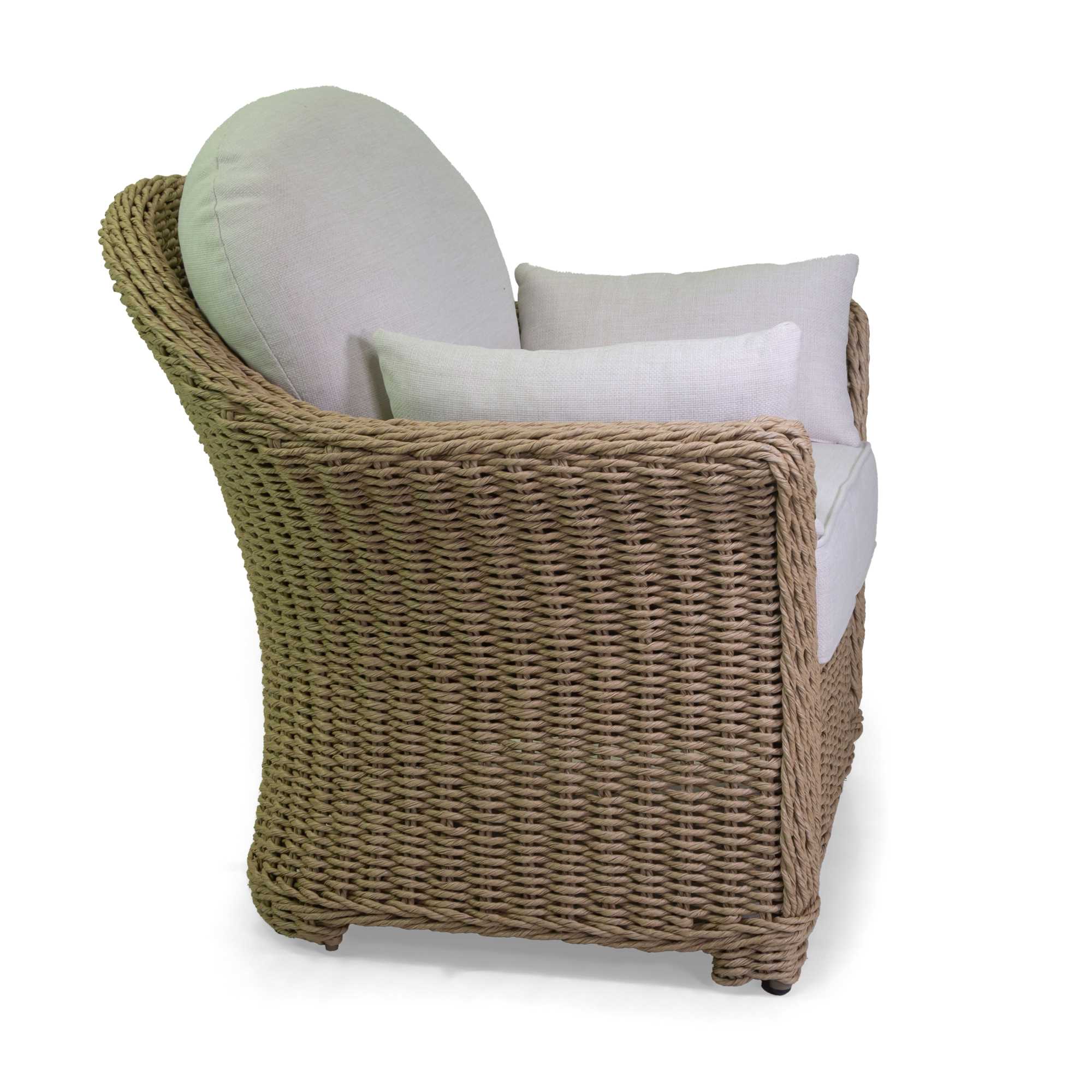 Salotto polyrattan Oakland naturale c/cuscini bianco - immagine 4