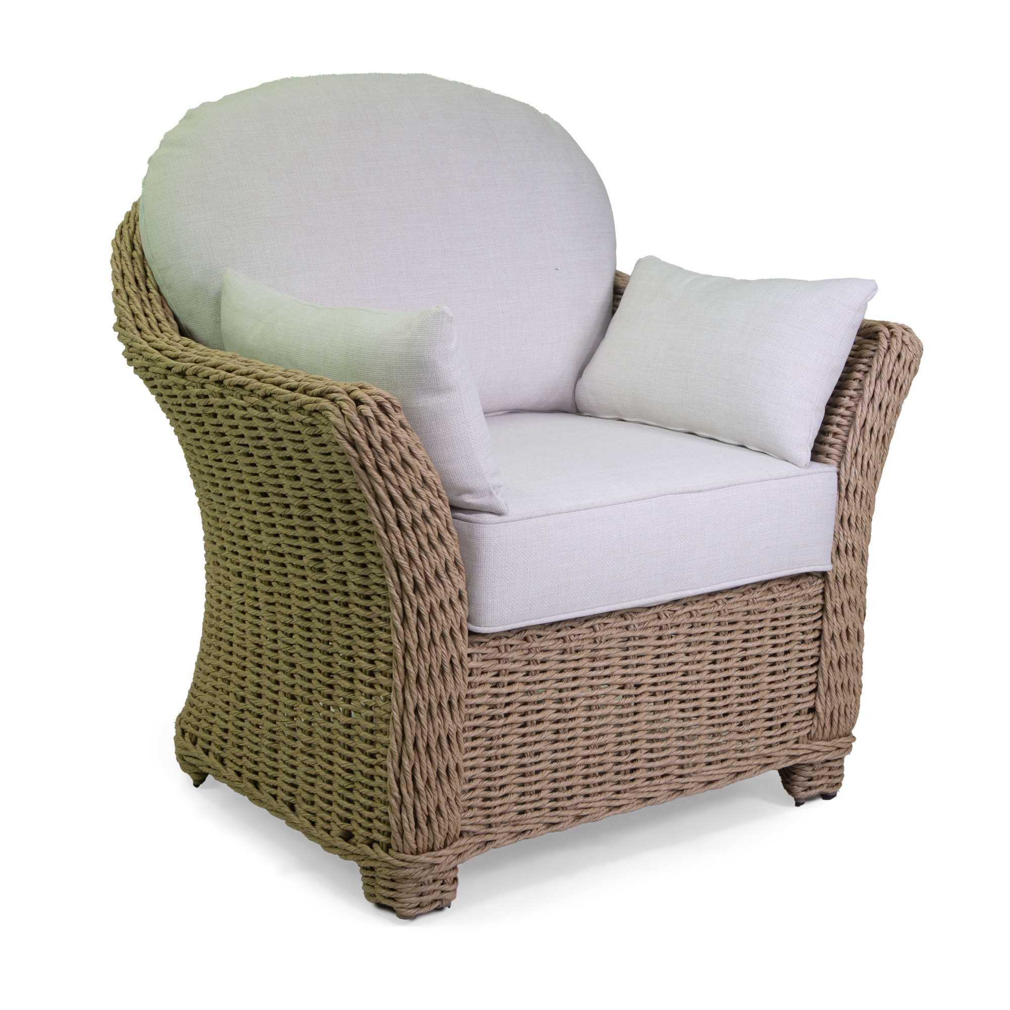 Salotto polyrattan Oakland naturale c/cuscini bianco - immagine 3
