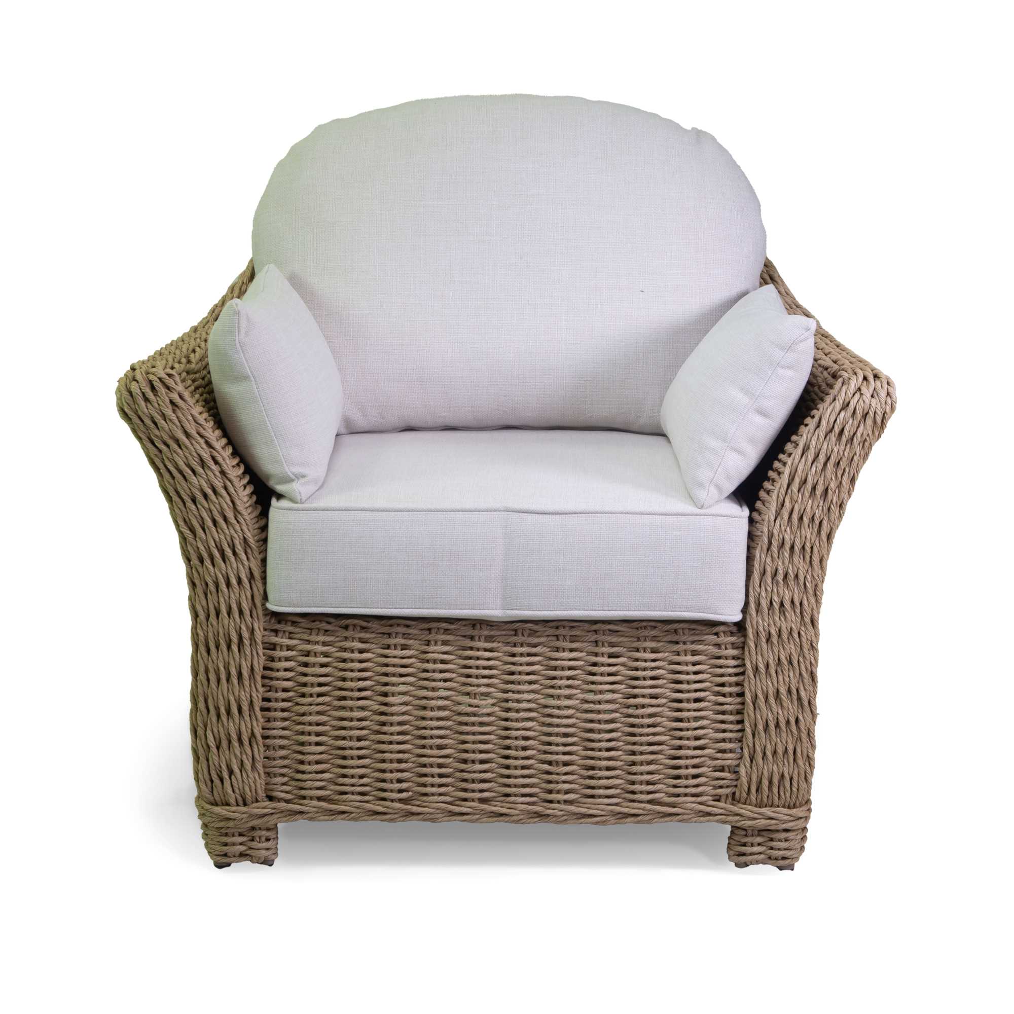 Salotto polyrattan Oakland naturale c/cuscini bianco - immagine 2