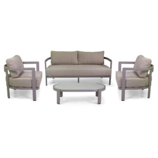 Salotto alluminio Aledo 2 posti tortorac/cuscini beige