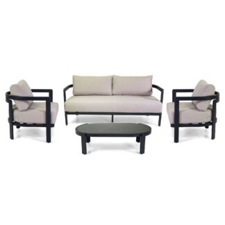 Salotto alluminio Aledo 2 posti antracite c/cuscini beige