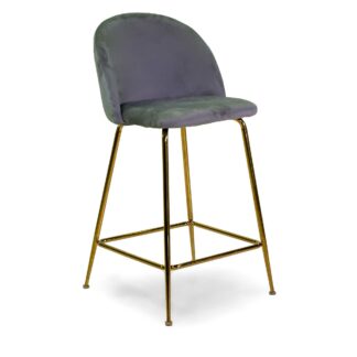 Sgabello velluto Sammi grigio strutturaoro cm44x48h65/91