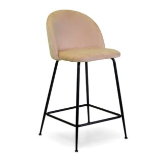 Sgabello velluto Sammi crema struttura nero cm44x48h65/91