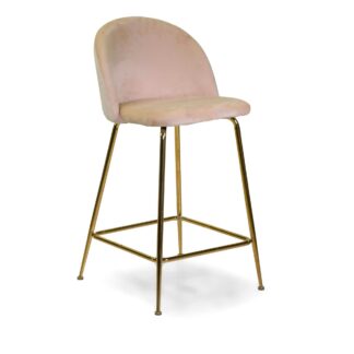 Sgabello velluto Sammi crema struttura oro cm44x48h65/91