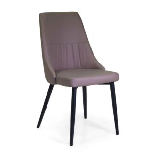 Sedia ecopelle Oliver tortora cm48x58h48/90