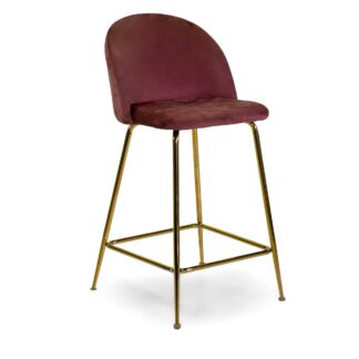 Sgabello velluto Sammi rosa antico struttura oro cm44x48h65/91