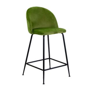 Sgabello velluto Sammi verde struttura nero cm44x48h65/91