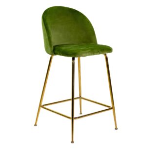 Sgabello velluto Sammi verde struttura oro cm44x48h65/91