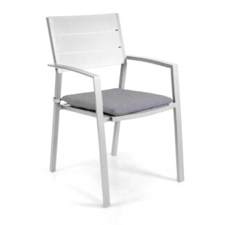 Sedia alluminio Salomon bianco c/cuscino cm55x60h89