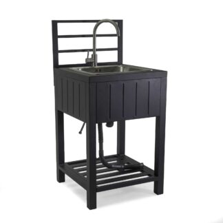 Mobiletto alluminio con lavabo antracite cm60x61,5h125