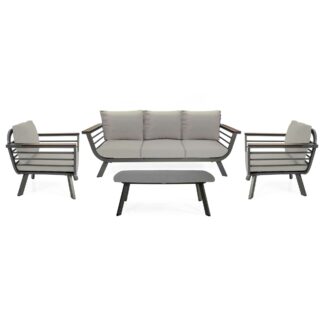 Salotto alluminio New Riverside tre posti tortora (bracciolo in hpl)