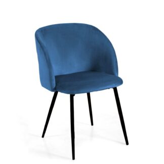 Poltrona velluto Ruby blu struttura nero