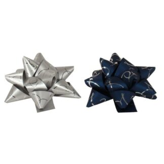 Fiocco stelline adesive confezione 48pzargento-blu 2as 18xh23x5