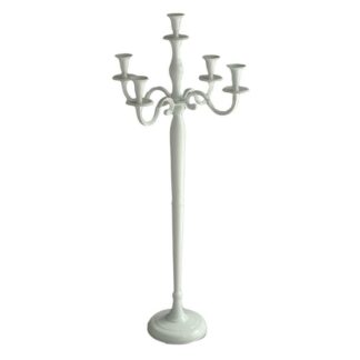 Portacandele candelabro alluminio bianco 5 posti cm45x45h100