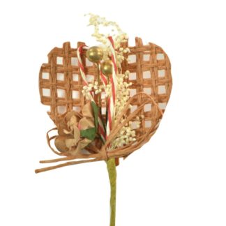 Pick rosa su cuore noce conf. 24 pz. cmh6