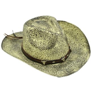 Cappello paglia cow-boy bianco taglie 57/58/59 cm28xh35x13