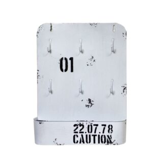 Portachiavi metallo bristol bianco 6 posti con mensola cm27x6,5h30