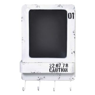 Lavagna metallo bristol bianco con mensola e appendino 4 posti cm35x57,5x7