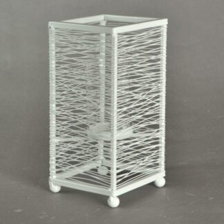 Portacandele metallo bianco piccolo cm11x11h23