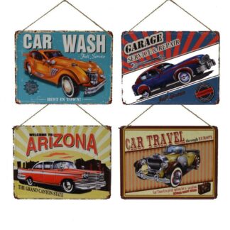 Targhetta metallo auto 4 assortiti cm24,8x33x0,8