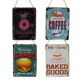 Targhetta metallo hamburger 4 assortiticm19,5x27,6x0,8