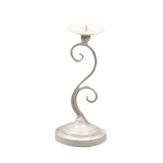Portacandele candelabro metallo crema 1posto cm13x13h28