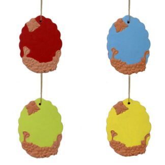 Targhetta terracotta ovale 4 assortiti cm12x16,5x1,5