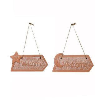 Targhetta terracotta freccia welcome 2 assortiti cm10x20x1