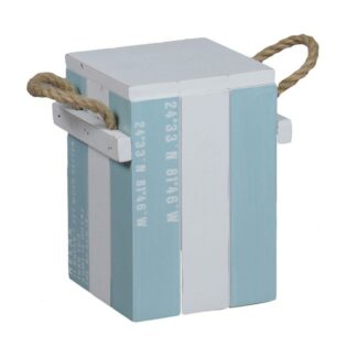 Scatola legno mare bianco/azzurro rettangolare cm14,5x12h18