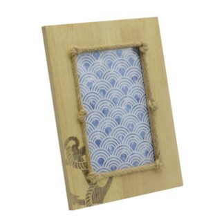 Portafoto da tavolo mare legno c/ancorae corda rettangolare cm19,5xh24,5x0,2