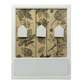 Portachiavi foglie legno c/portalettererettangolare 3p cm29,5x6,5h37