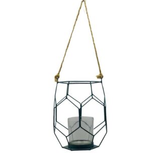 Lanterna metallo blu cm16,5x16,5h18,5