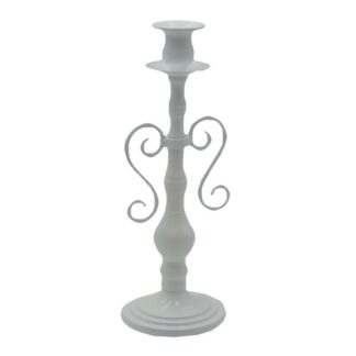 Portacandele candelabro metallo bianco 1 posto cmø11h30,5