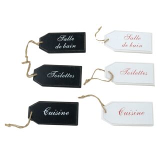 Targhetta toilletes, salle de bain, cuisine 6 assort - 3 bi 3 nere cm15x7h0,8