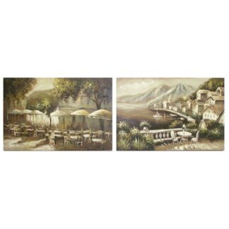 Quadro dipinto paesaggio dehors 2 assortiti cm60x90
