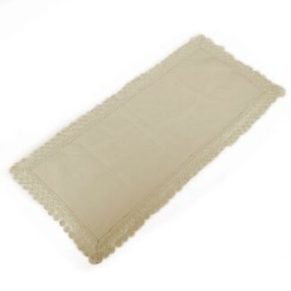 Runner tessuto crema c/pizzo rettangolare cm45x100