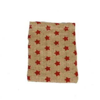 Sacchetto juta stelle rosso cm10xh15x0,5