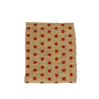 Sacchetto juta stelle rosso cm15xh20x0,5