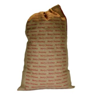 Sacchetto juta scritte rosso cm60xh95x1