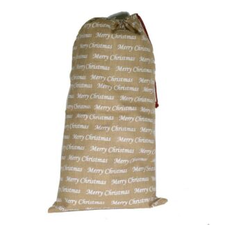 Sacchetto juta scritte bianco cm60xh95x1