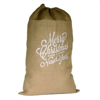 Sacchetto juta decori bianco cm60xh95x1