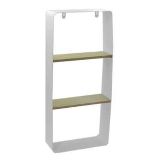 Mensola metallo bianco e legno 2 piani cm25,5x10h57