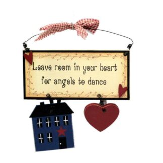 Targhetta legno casa cuore con scritte cm17x16x0,8