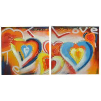 Quadro dipinto astratto cuori 2 assortiti cm80x80x3