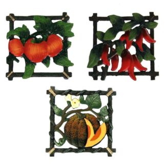 Sottopentola ghisa frutta e verdura 3 assortiti quadro cm17